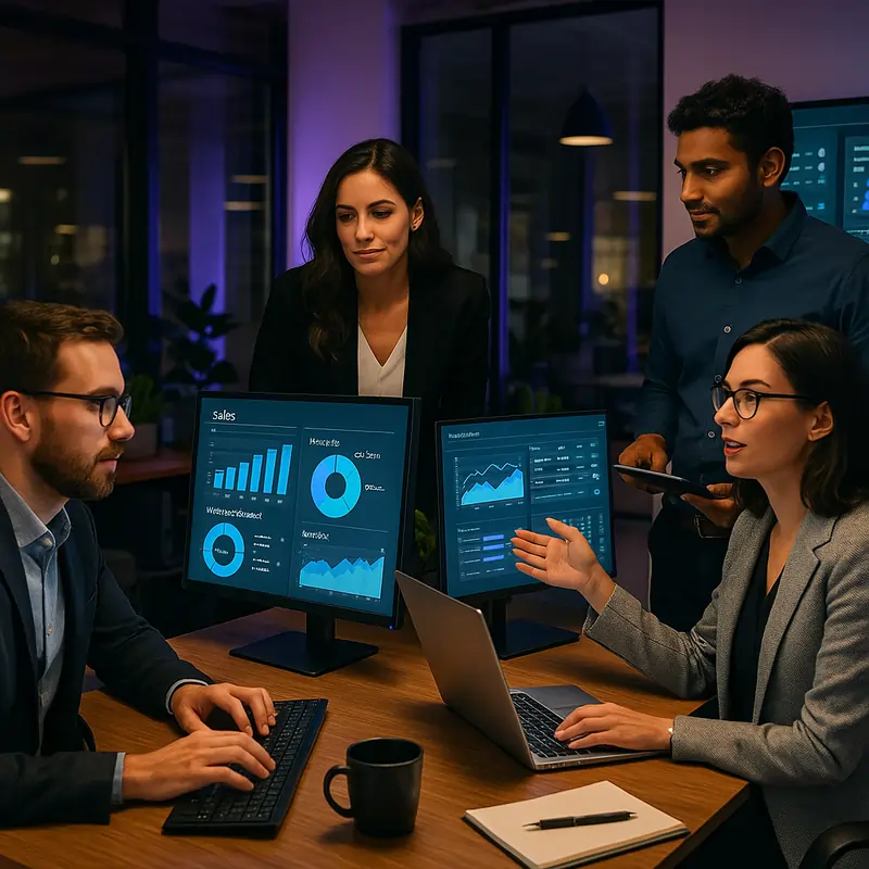 Professional marketing agency team in Melbourne office collaborating on digital marketing strategies