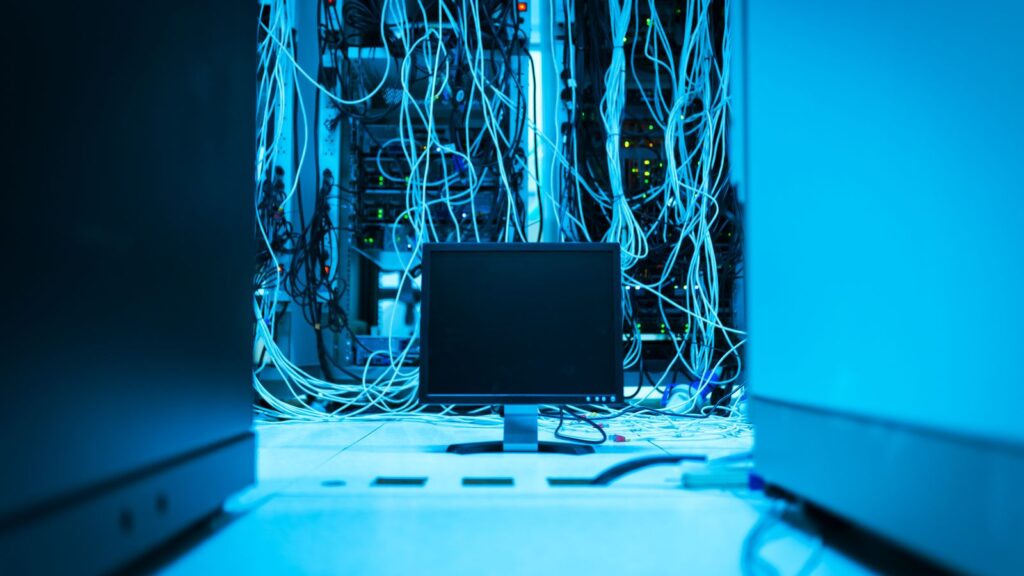 Network cables and servers in a data centre